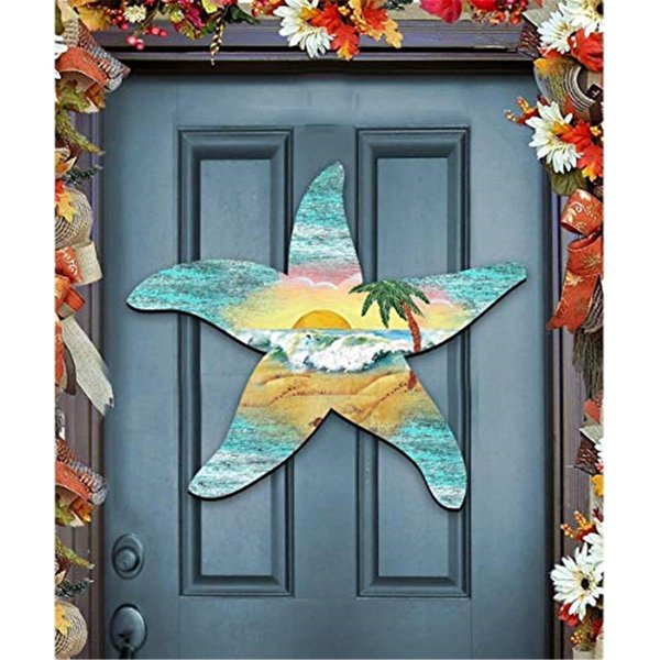 Kd Americana Starfish Scenic Wooden Decorative Door Hanger KD2097424